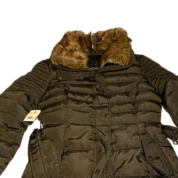 nwt Nanette Lepore winter coat xs long with faux fur detachable collar - Picture 4 of 10